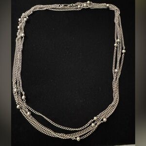 Silver Tone Multi-Strand Beaded Necklace